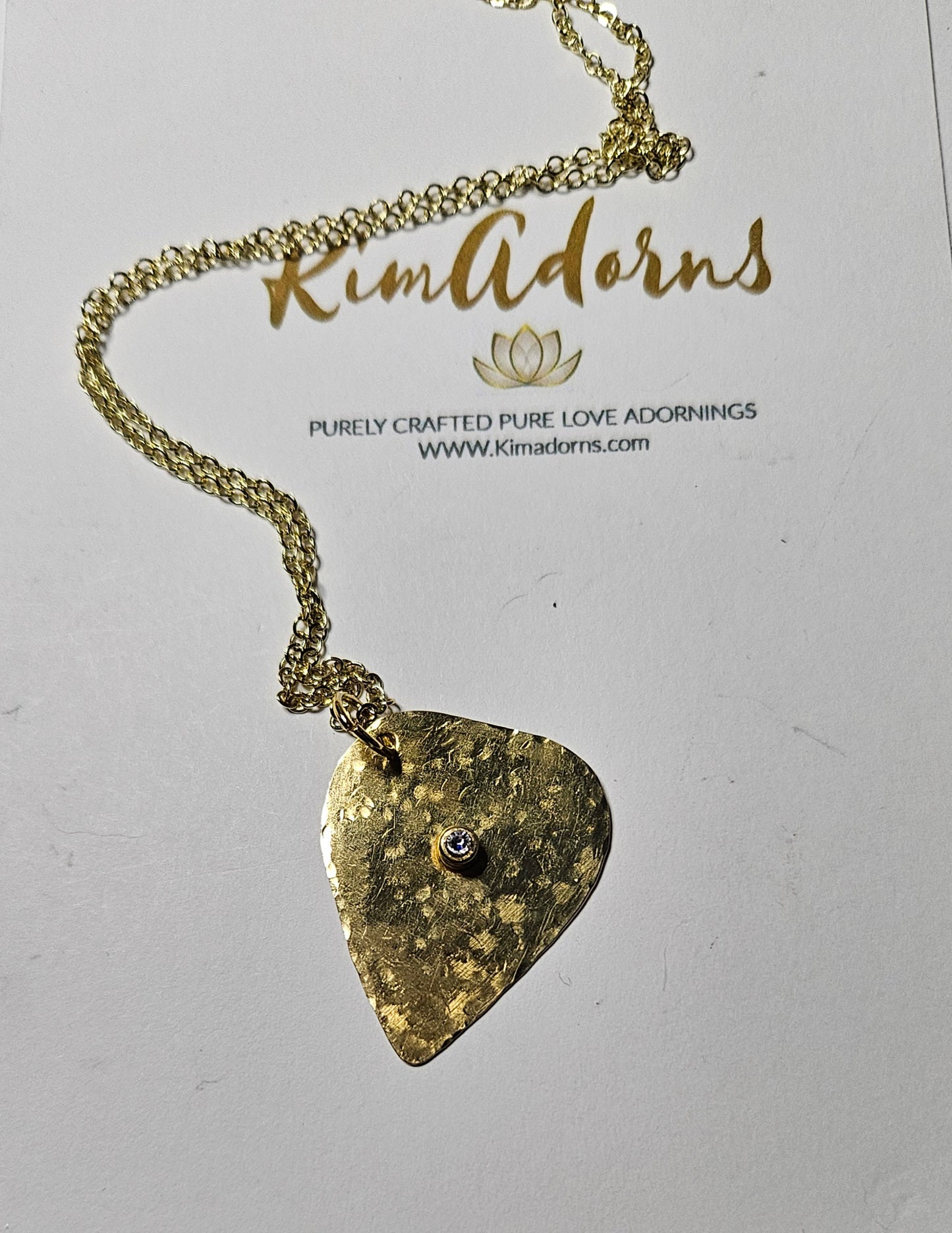 Brass guitar pick pendant